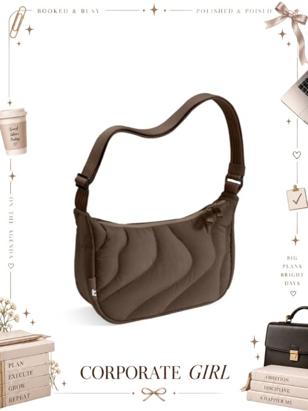 Puffer Sling Crossbody Bag Nylon Quilted Crescent Shoulder Purse Hobo Handbag